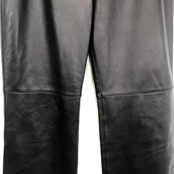 St. John Sport Black 100% Leather Straight Leg Zip Pocket Ankle Pants - Picture 4 of 16